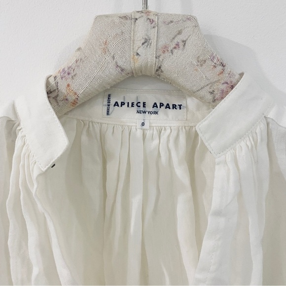 Apiece Apart 100% cotton shirred agata blouse in cream - Picture 6 of 8